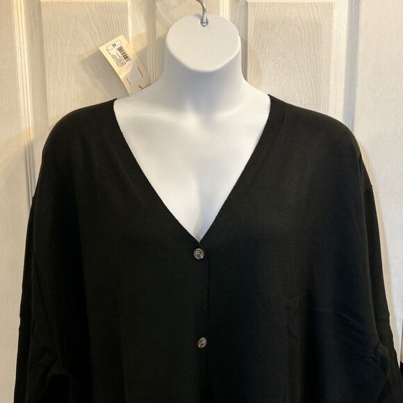 NWT A New Day Women’s Plus 4X Black V-Neck Button Front Cardigan Drop Shoulder - Picture 6 of 16